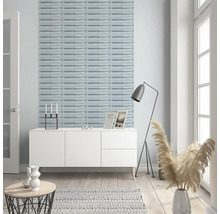 Espace de vie avec des carreaux muraux 3D en céramique de couleur claire