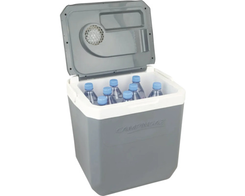 Campinggaz Kühlbox mit geöffnetem Deckel und Wasserflaschen
