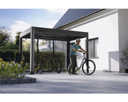 Abri à vélos avec toit solaire et vélos