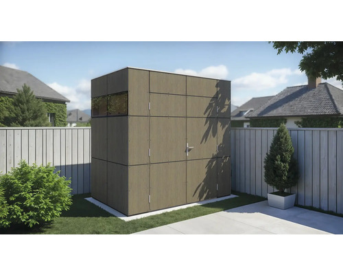Abri de jardin Bertilo Trespa HPL Design Mini 231 x 165 cm Milano Grigio aspect bois Abri de jardin Bertilo Trespa HPL Design Mini 231 x 165 cm Milano Grigio aspect bois