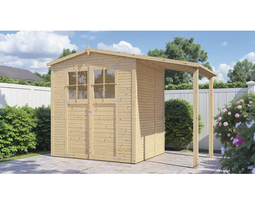 Abri de jardin Bertilo Fineline 2 Plus avec toit en appentis 344 x 169 cm naturel