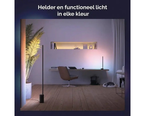 Wohnraum mit Schreibtisch und zwei LED-Stablampen