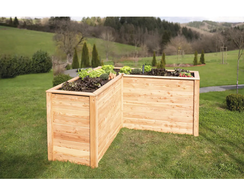 Carré potager classique WESTMANN Klassic taille L 170,5 x 170,5 x 84 cm naturel Jardinière en bois dans le jardin plantée de légumes