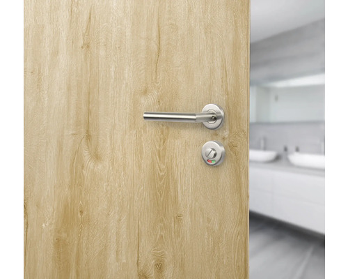 Porte en bois avec poignée de porte en acier inoxydable et verrouillage à bouton rotatif