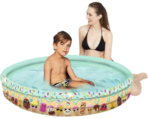 Piscine gonflable avec motif de crème glacée pour enfants, avec mère et enfant