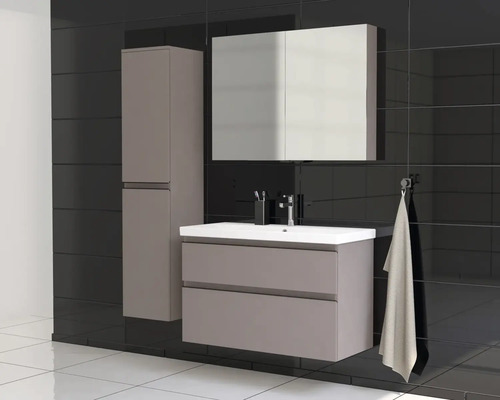 Ensemble de salle de bains avec meuble sous-lavabo, armoire haute et armoire de toilette