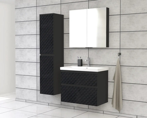 Ensemble de salle de bains moderne avec meuble sous-vasque, armoire de toilette et armoire haute