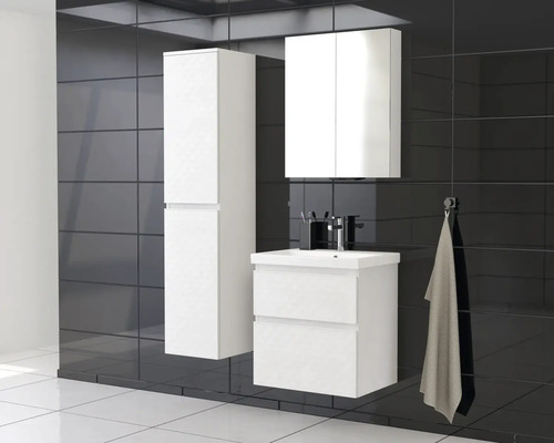 Ensemble de salle de bains avec meuble sous-lavabo, armoire de toilette et armoire haute