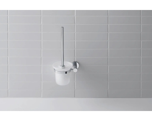 Garniture de WC murale avec récipient et brosse