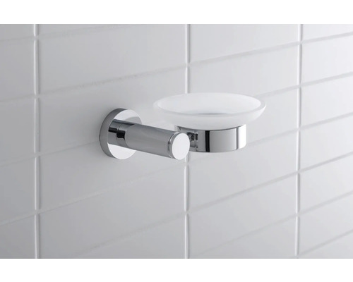 Porte-savon mural avec coupelle en verre dépoli