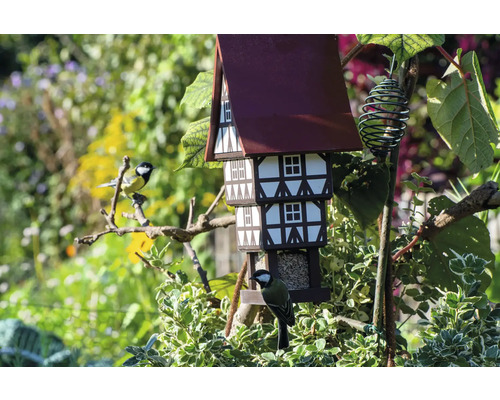 Vogelhaus im Garten mit Meisen
