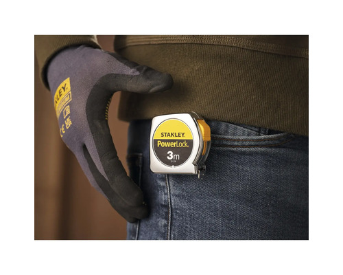 Mètre ruban Stanley Powerlock 3 mètres fixé à la ceinture