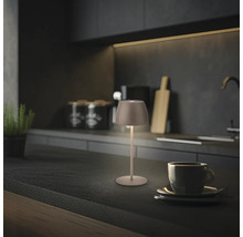 Lampe de table décorative sur un comptoir de cuisine à côté d''une tasse de café.