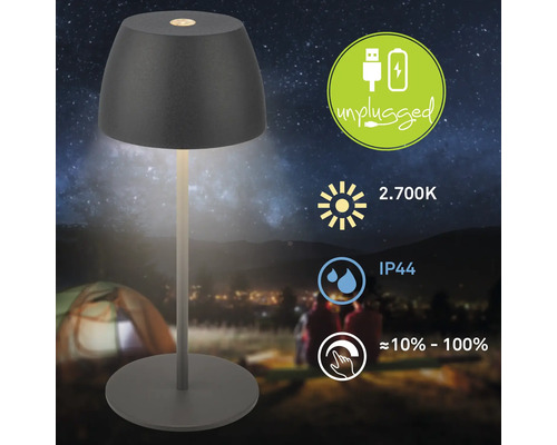 Lampe de table sans fil pour extérieur avec indice de protection IP44