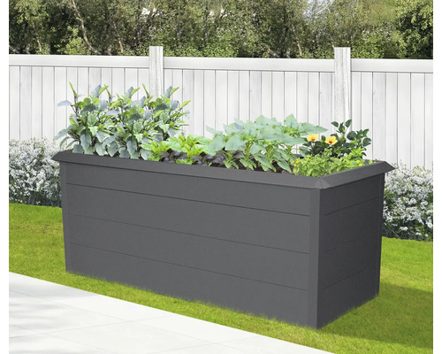 Lit surélevé classique Konsta avec bordure escargot 206 x 98 x 76 cm anthracite Jardinière surélevée plantée dans le jardin