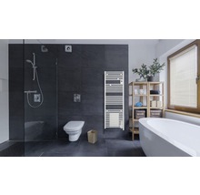Modernes Badezimmer mit Dusche, Toilette, Heizkörper und Badewanne