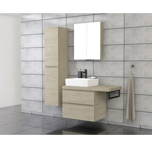 Salle de bain avec lavabo, armoire de toilette et armoire haute
