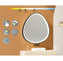 Miroir de salle de bain ovale avec éclairage LED et capteur tactile