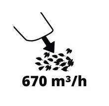 Symbole pour un débit d''air de 670 mètres cubes par heure