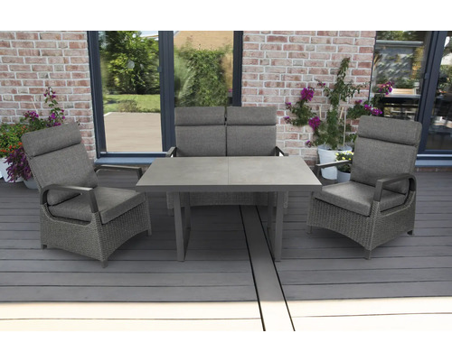 Dining-Set Gartenmöbelset Loungeset bellavista - Home&Garden® 4 -Sitzer Aluminium Polyrattan grau