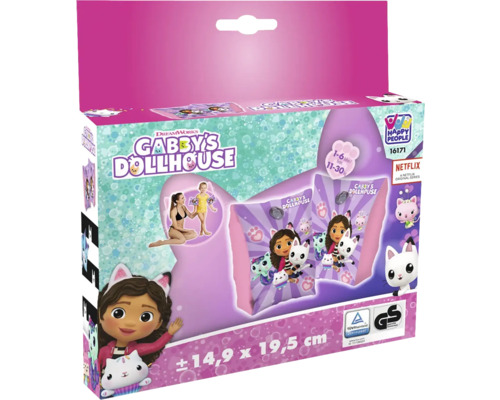Brassards Gabby''s Dollhouse dans un emballage Happy People, adaptés aux enfants de 1 à 6 ans pesant entre 11 et 30 kg.