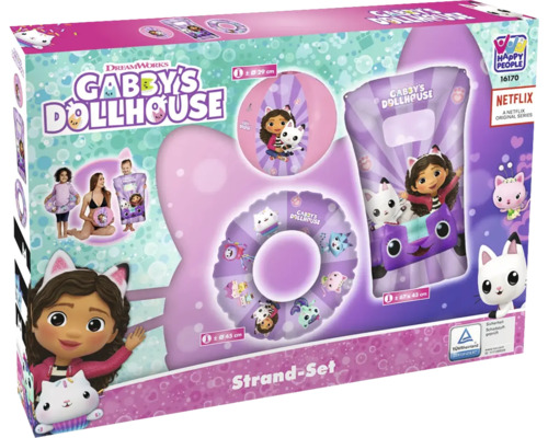 Set de plage Gabby''s Dollhouse avec bouée, brassards et ballon