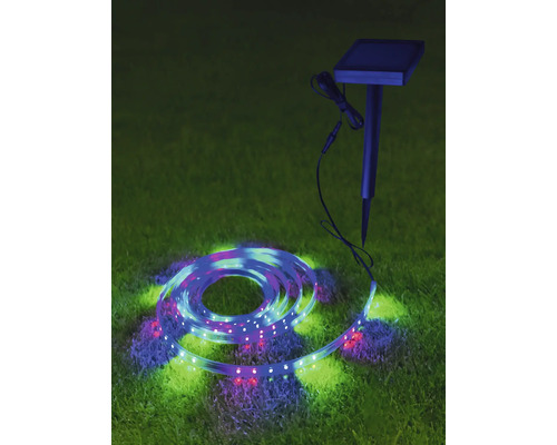 Guirlande lumineuse solaire avec piquet de terre sur une pelouse