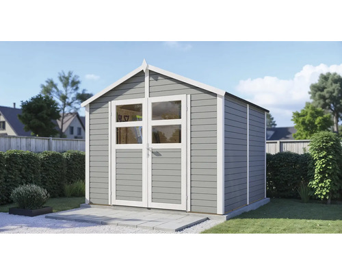 Abri de jardin Bertilo Kampen 4 avec plancher 259 x 251 cm gris clair