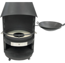 Cheminée barbecue avec wok pour le jardin