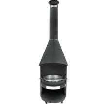 Cheminée de barbecue de jardin noire avec roulettes