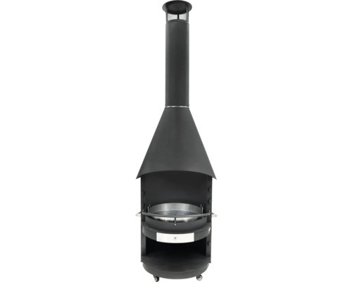 Cheminée de barbecue de jardin noire avec roulettes
