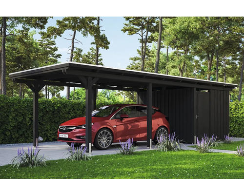 Einzelcarport SKAN HOLZ Emsland inkl. Pfostenanker, Abstellraum 354 x 846 cm anthrazit