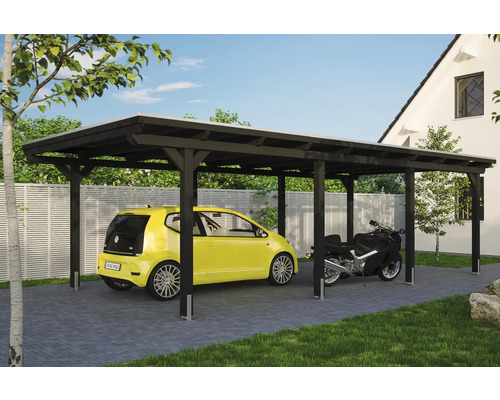 Carport individuel SKAN HOLZ Emsland avec ancre de poteau 404 x 846 cm anthracite Carport individuel SKAN HOLZ Emsland avec ancre de poteau 404 x 846 cm anthracite