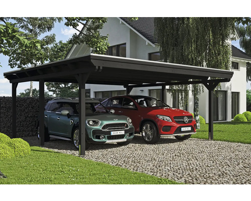 Doppelcarport SKAN HOLZ Emsland inkl. Pfostenanker, EPDM Folie 613 x 604 cm anthrazit Doppelcarport SKAN HOLZ Emsland inkl. Pfostenanker, EPDM Folie 613 x 604 cm anthrazit
