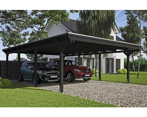 Doppelcarport SKAN HOLZ Emsland inkl. Pfostenanker, EPDM Folie 613 x 846 cm anthrazit Doppelcarport SKAN HOLZ Emsland inkl. Pfostenanker, EPDM Folie 613 x 846 cm anthrazit