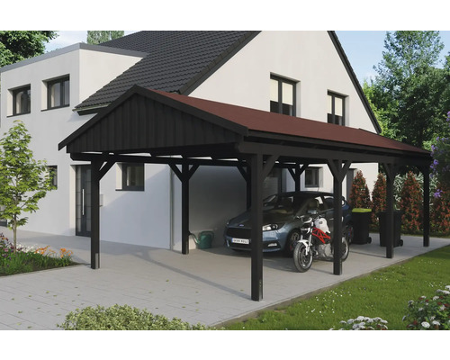 Einzelcarport SKAN HOLZ Fichtelberg inkl. Pfostenanker, rote Dachschindeln 423 x 808 cm Einzelcarport SKAN HOLZ Fichtelberg inkl. Pfostenanker, rote Dachschindeln 423 x 808 cm