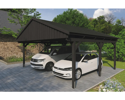 Doppelcarport SKAN HOLZ Fichtelberg inkl. Pfostenanker, schwarze Dachschindeln 618 x 566 cm anthrazit Doppelcarport SKAN HOLZ Fichtelberg inkl. Pfostenanker, schwarze Dachschindeln 618 x 566 cm anthrazit
