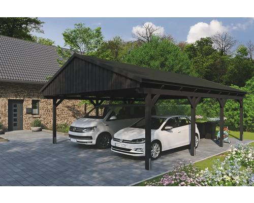 Doppelcarport SKAN HOLZ Fichtelberg inkl. Pfostenanker, schwarze Dachschindeln 618 x 808 cm anthrazit Doppelcarport SKAN HOLZ Fichtelberg inkl. Pfostenanker, schwarze Dachschindeln 618 x 808 cm anthrazit