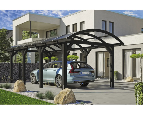 Carport individuel SKAN HOLZ Franken avec ancre de poteau 376 x 755 cm anthracite Carport individuel SKAN HOLZ Franken avec ancre de poteau 376 x 755 cm anthracite