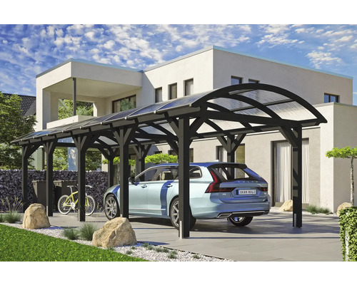 Einzelcarport SKAN HOLZ Franken inkl. Pfostenanker 376 x 969 cm anthrazit