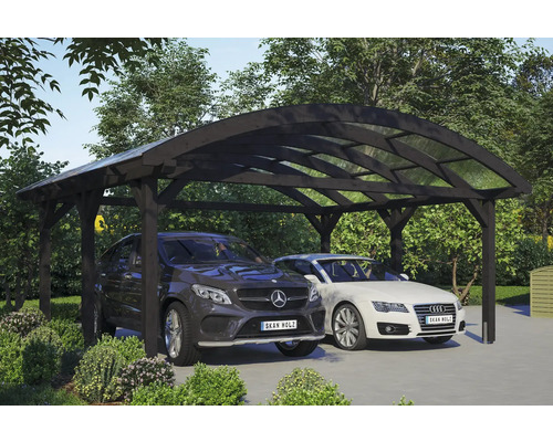 Doppelcarport SKAN HOLZ Franken inkl. Pfostenanker 635 x 541 cm anthrazit Doppelcarport aus Holz mit zwei Autos