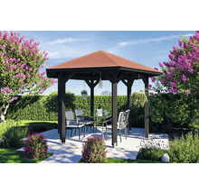 Pavillon de jardin avec table et chaises dans le jardin
