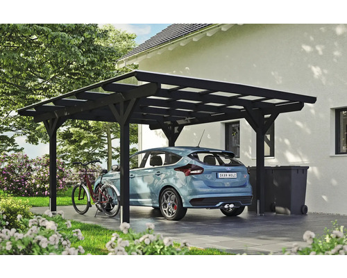 Carport individuel SKAN HOLZ Odenwald avec ancre de poteau 428 x 541 cm anthracite Carport individuel SKAN HOLZ Odenwald avec ancre de poteau 428 x 541 cm anthracite