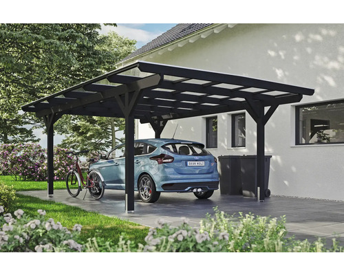 Carport individuel SKAN HOLZ Odenwald avec ancre de poteau 428 x 648 cm anthracite Carport individuel SKAN HOLZ Odenwald avec ancre de poteau 428 x 648 cm anthracite