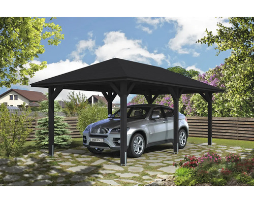 Carport individuel SKAN HOLZ Taunus avec ancre de poteau 374 x 656 cm anthracite Carport individuel SKAN HOLZ Taunus avec ancre de poteau 374 x 656 cm anthracite