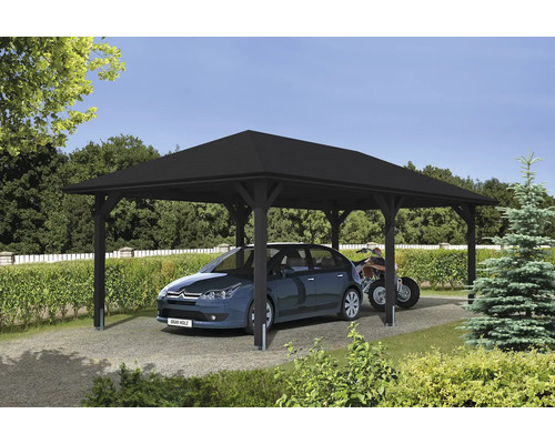 Carport individuel SKAN HOLZ Taunus avec ancre de poteau 439 x 786 cm anthracite Carport individuel SKAN HOLZ Taunus avec ancre de poteau 439 x 786 cm anthracite