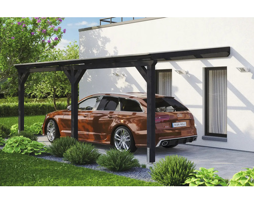 Carport individuel SKAN HOLZ Vogtland avec ancre de poteau 300 x 541 cm anthracite Carport individuel SKAN HOLZ Vogtland avec ancre de poteau 300 x 541 cm anthracite