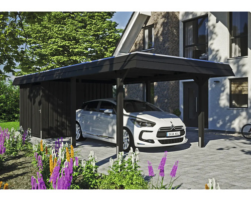 Einzelcarport SKAN HOLZ Wendland schwarze Blende inkl. Pfostenanker, EPDM Folie, Abstellraum 362 x 870 cm anthrazit Einzelcarport SKAN HOLZ Wendland schwarze Blende inkl. Pfostenanker, EPDM Folie, Abstellraum 362 x 870 cm anthrazit