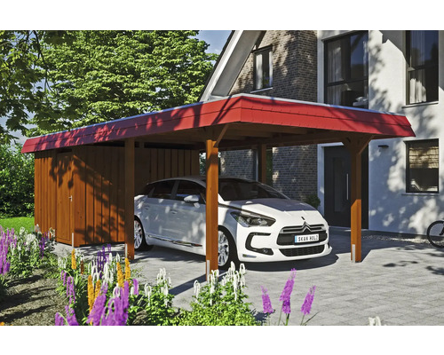 Einzelcarport SKAN HOLZ Wendland rote Blende inkl. Pfostenanker, Abstellraum 362 x 870 cm nussbaum Einzelcarport SKAN HOLZ Wendland rote Blende inkl. Pfostenanker, Abstellraum 362 x 870 cm nussbaum
