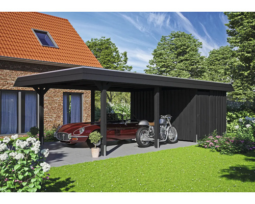 Einzelcarport SKAN HOLZ Wendland schwarze Blende inkl. Pfostenanker, Abstellraum 409 x 870 cm anthrazit Einzelcarport SKAN HOLZ Wendland schwarze Blende inkl. Pfostenanker, Abstellraum 409 x 870 cm anthrazit